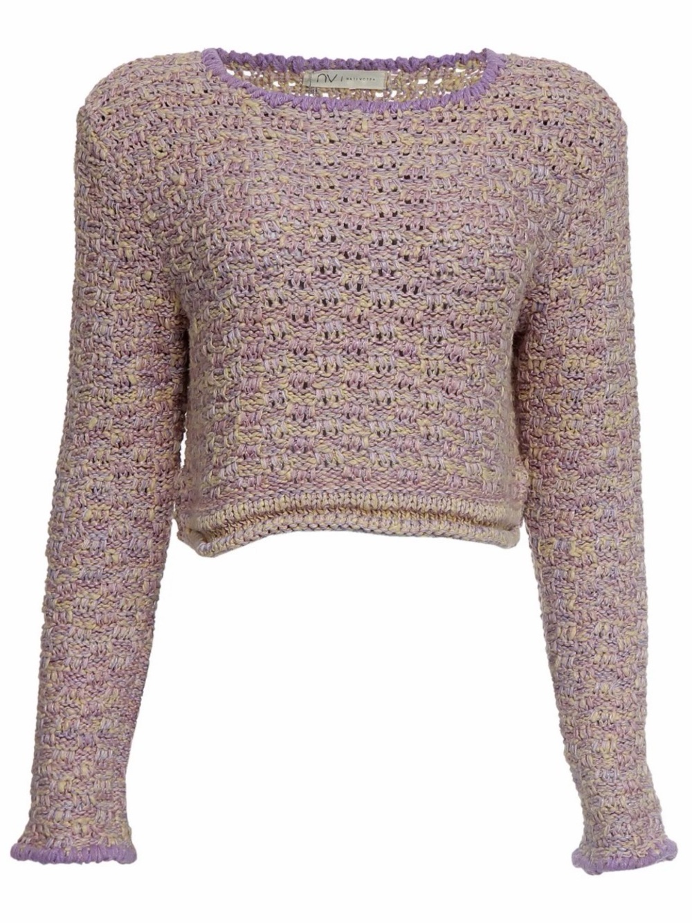 Cropped Lavender Multitone Crochet Sweater - Women's